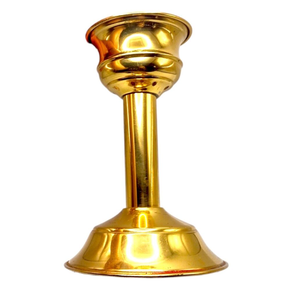 Vintage Gold Brass Candle Stick Holder Oil Lamp Base 6.5" Made In England - Picture 2 of 16
